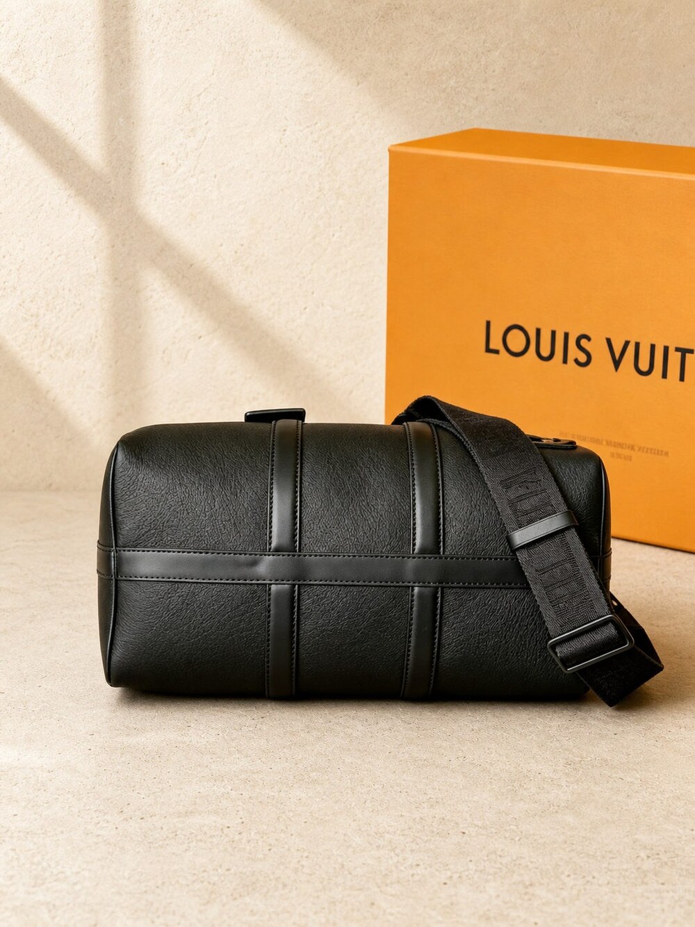 Louis Vuitton Black Aerogram Keepall Duffle with Adjustable Shoulder Strap - Picture 4 of 5